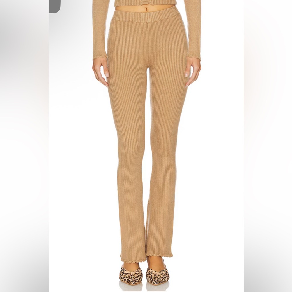 Frankie's Bikinis Camel Ribbed Flare Pants